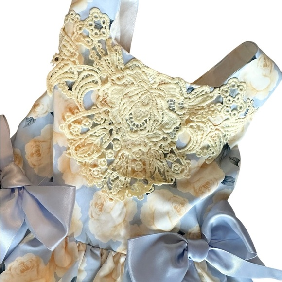 Pettigirl Blue Yellow Girl’s Floral Boutique Ruffled Dress NWT Size 4 - Picture 6 of 11